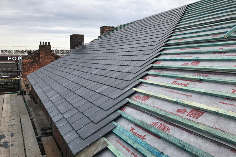 The first new slates are on! - Portland Works, Sheffield